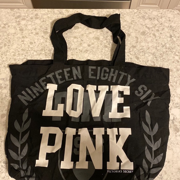 PINK Victoria's Secret Handbags - New! In bag, Victoria’s Secret Love PINK large black canvas tote. Never used.
